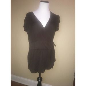 Old Navy Size XL Brown Wrap-Around Blouse/Top